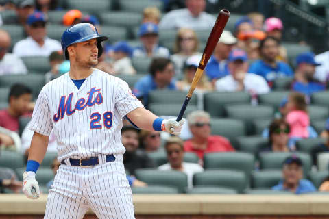 NEW YORK, NY – SEPTEMBER 08: J.D. Davis #28 of the New York Mets in action against the Philadelphia Phillies during a game at Citi Field on September 8, 2019 in New York City. (Photo by Rich Schultz/Getty Images)