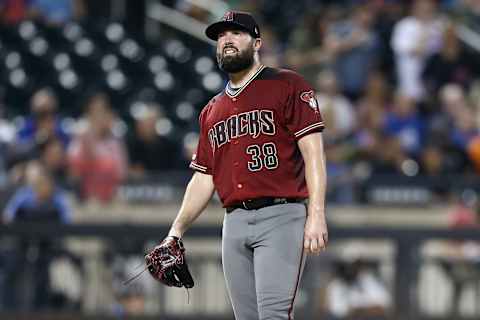 NEW YORK, NEW YORK – SEPTEMBER 11: Robbie Ray #38 of the Arizona Diamondbacks reacts during the first inning of the game against the New York Mets at Citi Field on September 11, 2019 in the Queens borough of New York City. (Photo by Mike Stobe/Getty Images)