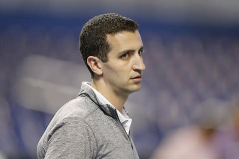 MIAMI, FLORIDA – SEPTEMBER 11: General manager David Stearns of the Milwaukee Brewers looks on prior to the game against the Miami Marlins at Marlins Park on September 11, 2019 in Miami, Florida. (Photo by Michael Reaves/Getty Images)