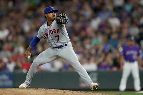 DENVER, COLORADO – SEPTEMBER 17: Marcus Stroman #7 of the New York Mets throws in the fifth inning against the Colorado Rockies at Coors Field on September 17, 2019 in Denver, Colorado. (Photo by Matthew Stockman/Getty Images)