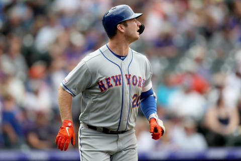 DENVER, COLORADO – SEPTEMBER 18: Pete Alonso #20 of the New York Mets circles the bases after hitting a solo home run in the sixth inning against the Colorado Rockies at Coors Field on September 18, 2019 in Denver, Colorado. (Photo by Matthew Stockman/Getty Images)