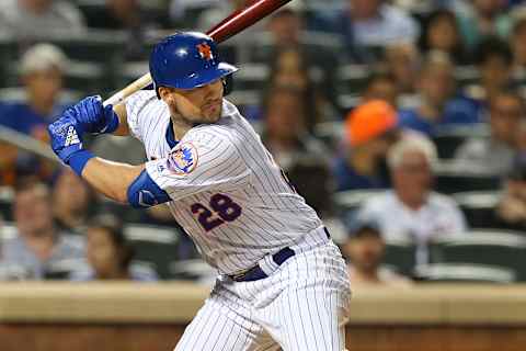 NEW YORK, NY – SEPTEMBER 15: J.D. Davis #28 of the New York Mets in action against the Los Angeles Dodgers during of a game at Citi Field on September 15, 2019 in New York City. (Photo by Rich Schultz/Getty Images)