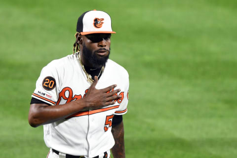 BALTIMORE, MD – SEPTEMBER 17: Miguel Castro #50 of the Baltimore Orioles walks back to the dug out during a baseball game against the Toronto Blue Jays at Oriole Park at Camden Yards on September 17, 2019 in Baltimore, Maryland. (Photo by Mitchell Layton/Getty Images)