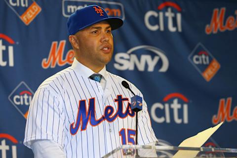 NEW YORK, NY – NOVEMBER 04: Carlos Beltran talks after being introduced as manager of the New York Mets during a press conference at Citi Field on November 4, 2019 in New York City. (Photo by Rich Schultz/Getty Images)