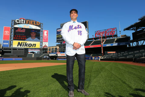 NEW YORK, NY – NOVEMBER 04: Carlos Beltran poses for pictures after being introduced as the next manager of the New York Mets during a press conference at Citi Field on November 4, 2019 in New York City. (Photo by Rich Schultz/Getty Images)