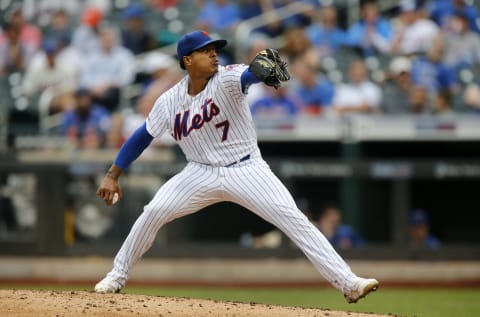 NEW YORK, NEW YORK – SEPTEMBER 12: Marcus Stroman #7 of the New York Mets in action against the Arizona Diamondbacks at Citi Field on September 12, 2019 in New York City. The Mets defeated the Diamondbacks 11-1. (Photo by Jim McIsaac/Getty Images)