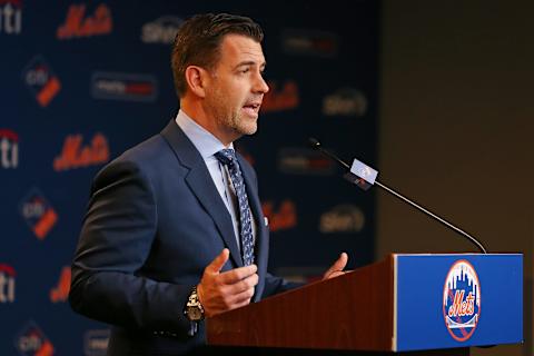 NEW YORK, NY – JANUARY 24: New York Mets General Manager Brodie Van Wagenen gets set to introduce new manager Luis Rojas to the media at Citi Field on January 24, 2020 in New York City. (Photo by Rich Schultz/Getty Images)