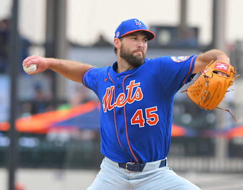 LAKELAND, FL – FEBRUARY 25: Michael Wacha #45 of the New York Mets pitches during the Spring Training game against the Detroit Tigers at Publix Field at Joker Marchant Stadium on February 25, 2020 in Lakeland, Florida. The Tigers defeated the Mets 9-6. (Photo by Mark Cunningham/MLB Photos via Getty Images)