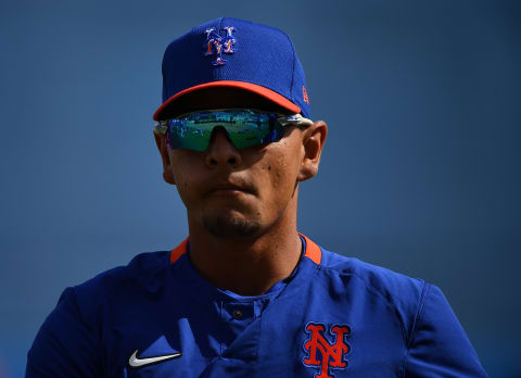 PORT ST. LUCIE, FLORIDA – FEBRUARY 20: Andres Gimenez #60 of the New York Mets looks on during the team workouts at Clover Park on February 20, 2020 in Port St. Lucie, Florida. (Photo by Mark Brown/Getty Images)