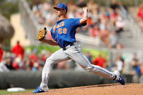 JUPITER, FLORIDA – FEBRUARY 22: Stephen Gonsalves #59 of the New York Mets delivers a pitch against the St. Louis Cardinals during a spring training game at Roger Dean Stadium on February 22, 2020 in Jupiter, Florida. (Photo by Michael Reaves/Getty Images)