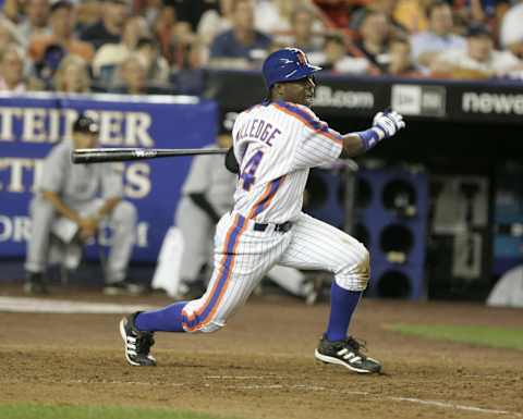 New York Mets Lastings Milledge during a regular season MLB game against the Colorado Rockies played at Shea Stadium in Flushing, New York on August 19, 2006. The Mets won 7-4. (Photo by Bryan Yablonsky/Getty Images)