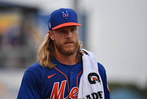 PORT ST. LUCIE, FLORIDA – MARCH 03: Noah Syndergaard #34 of the New York Mets delivers a pitch during the spring training game against the Miami Marlins at Clover Park on March 03, 2020 in Port St. Lucie, Florida. (Photo by Mark Brown/Getty Images)