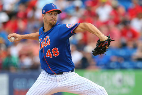 PORT ST. LUCIE, FL – MARCH 11: Jacob deGrom #48 of the New York Mets in action against the St. Louis Cardinals during a spring training baseball game at Clover Park at on March 11, 2020 in Port St. Lucie, Florida. (Photo by Rich Schultz/Getty Images)