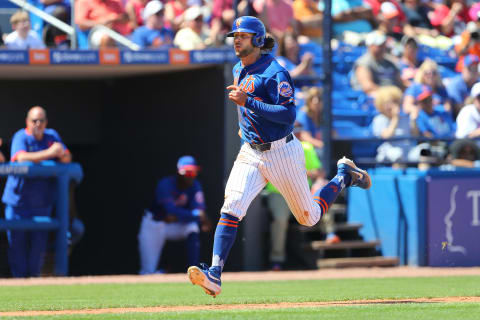 PORT ST. LUCIE, FL – MARCH 11: Jake Marisnick #16 of the New York Mets in action against the St. Louis Cardinals during a spring training baseball game at Clover Park at on March 11, 2020 in Port St. Lucie, Florida. (Photo by Rich Schultz/Getty Images)