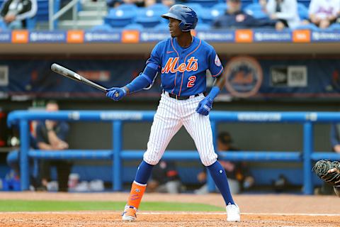 PORT ST. LUCIE, FL – MARCH 08: Ronny Mauricio #2 of the New York Mets in action against the Houston Astros during a spring training baseball game at Clover Park on March 8, 2020 in Port St. Lucie, Florida. The Mets defeated the Astros 3-1. (Photo by Rich Schultz/Getty Images)