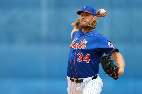 PORT ST. LUCIE, FL – MARCH 08: Noah Syndergaard #34 of the New York Mets in action against the Houston Astros during a spring training baseball game at Clover Park on March 8, 2020 in Port St. Lucie, Florida. The Mets defeated the Astros 3-1. (Photo by Rich Schultz/Getty Images)