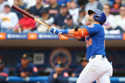 PORT ST. LUCIE, FL – MARCH 08: J.D. Davis #28 of the New York Mets in action against the Houston Astros during a spring training baseball game at Clover Park on March 8, 2020 in Port St. Lucie, Florida. The Mets defeated the Astros 3-1. (Photo by Rich Schultz/Getty Images)