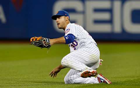 NEW YORK, NEW YORK – SEPTEMBER 06: (NEW YORK DAILIES OUT) Michael Conforto #30 of the New York Mets in action against the Philadelphia Phillies at Citi Field on September 06, 2019 in New York City. The Mets defeated the Phillies 5-4. (Photo by Jim McIsaac/Getty Images)