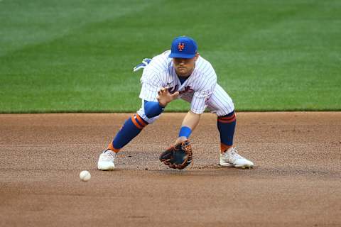 NEW YORK, NEW YORK – AUGUST 08: J.D. Davis #28 of the New York Mets in action against the Miami Marlins at Citi Field on August 08, 2020 in New York City. New York Mets defeated the Miami Marlins 8-4. (Photo by Mike Stobe/Getty Images)