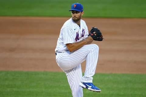 NEW YORK, NEW YORK – AUGUST 08: David Peterson #77 of the New York Mets in action against the Miami Marlins at Citi Field on August 08, 2020 in New York City. New York Mets defeated the Miami Marlins 8-4. (Photo by Mike Stobe/Getty Images)