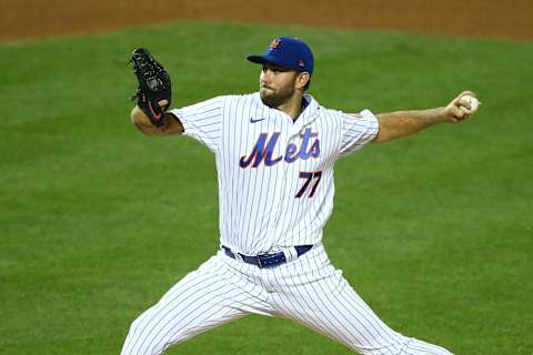 NEW YORK, NEW YORK – AUGUST 08: David Peterson #77 of the New York Mets in action against the Miami Marlins at Citi Field on August 08, 2020 in New York City. New York Mets defeated the Miami Marlins 8-4. (Photo by Mike Stobe/Getty Images)