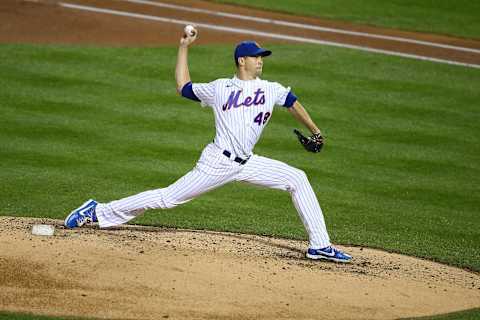 NEW YORK, NEW YORK – SEPTEMBER 21: Jacob deGrom #48 of the New York Mets pitches against the Tampa Bay Rays at Citi Field on September 21, 2020 in New York City. Tampa Bay Rays defeated the New York Mets 2-1. (Photo by Mike Stobe/Getty Images)