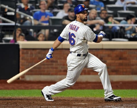 NEW YORK, NY – SEPTEMBER 12: Angel Pagan #16 of the New York Mets watches his RBI double in the bottom of the sixth inning against the Washington Nationals at Citi Field on September 12, 2011 in the Flushing neighborhood of the Queens borough of New York City. (Photo by Christopher Pasatieri/Getty Images)