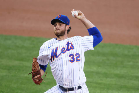 NEW YORK, NEW YORK – AUGUST 10: Steven Matz #32 of the New York Mets pitches against the Washington Nationals during their game at Citi Field on August 10, 2020 in New York City. (Photo by Al Bello/Getty Images)