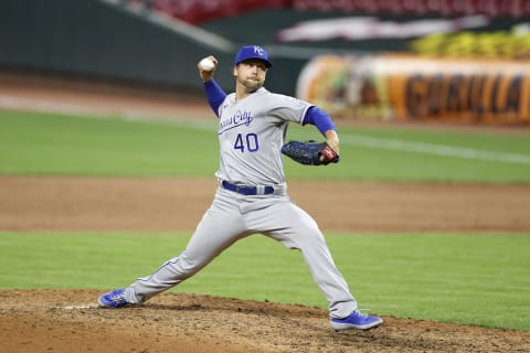 CINCINNATI, OH – AUGUST 12: Trevor Rosenthal #40 of the Kansas City Royals pitches during a game against the Cincinnati Reds at Great American Ball Park on August 12, 2020 in Cincinnati, Ohio. The Royals defeated the Reds 5-4. (Photo by Joe Robbins/Getty Images)