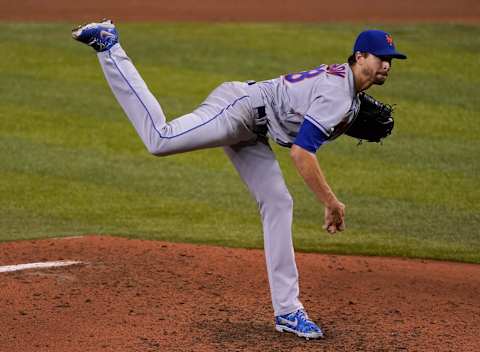 MIAMI, FLORIDA – AUGUST 19: Jacob deGrom #48 of the New York Mets delivers a pitch during the game against the Miami Marlins at Marlins Park on August 19, 2020 in Miami, Florida. (Photo by Mark Brown/Getty Images)