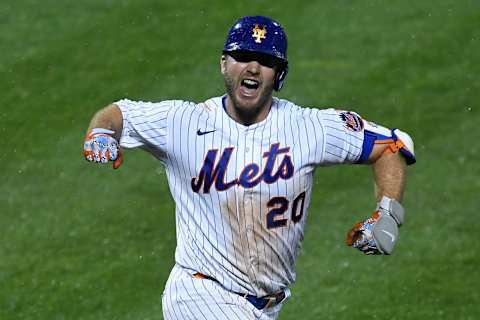 NEW YORK, NEW YORK – SEPTEMBER 03: Pete Alonso #20 of the New York Mets reacts after hitting a two-run walk-off home run during the tenth inning against the New York Yankees at Citi Field on September 03, 2020 in the Queens borough of New York City. The Mets won 9-7. (Photo by Sarah Stier/Getty Images)