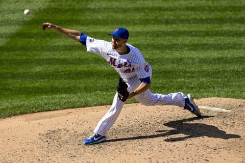 NEW YORK, NEW YORK – SEPTEMBER 06: Jacob deGrom #48 of the New York Mets delivers the pitch against the Philadelphia Phillies during the sixth inning at Citi Field on September 06, 2020 in New York City. (Photo by Steven Ryan/Getty Images)