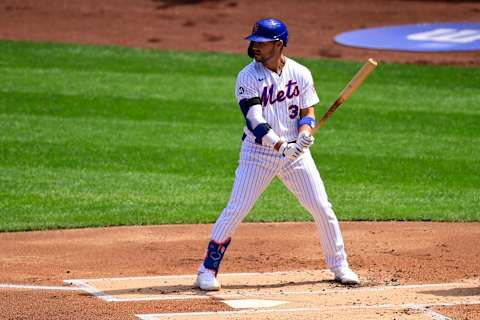 NEW YORK, NEW YORK – SEPTEMBER 06: Michael Conforto #30 of the New York Mets at bat against the Philadelphia Phillies at Citi Field on September 06, 2020 in New York City. (Photo by Steven Ryan/Getty Images)