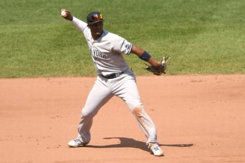 BALTIMORE, MD – SEPTEMBER 06: Miguel Andujar #41 of the New York Yankees fields a ground ball during a baseball game against the Baltimore Orioles at Oriole Park at Camden Yards on September 6, 2020 in Baltimore, Maryland. (Photo by Mitchell Layton/Getty Images)