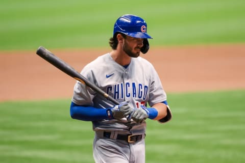 MILWAUKEE, WISCONSIN – SEPTEMBER 11: Kris Bryant #17 of the Chicago Cubs prepares to bat in the first inning against the Milwaukee Brewers at Miller Park on September 11, 2020 in Milwaukee, Wisconsin. (Photo by Dylan Buell/Getty Images)