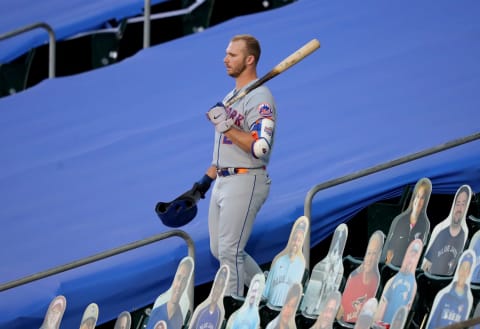 BUFFALO, NY – SEPTEMBER 12: Pete Alonso #20 of the New York Mets in the stands during a game against the Toronto Blue Jays at Sahlen Field on September 12, 2020 in Buffalo, New York. (Photo by Timothy T Ludwig/Getty Images)