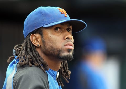 NEW YORK, NY – SEPTEMBER 28: Jose Reyes #7 (R) of the New York Mets looks on from the dugout during the ninth inning against the Cincinnati Reds at Citi Field on September 28, 2011 in the Flushing neighborhood of the Queens borough of New York City. The Mets defeated the Reds 3-0. Reyes is an unrestricted free agent at the end of the season. Reyes also ended the game with a narrow lead for the National League batting title. (Photo by Jim McIsaac/Getty Images)