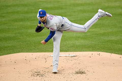 WASHINGTON, DC – SEPTEMBER 24: David Peterson #77 of the New York Mets pitches in the first inning against the Washington Nationals at Nationals Park on September 24, 2020 in Washington, DC. (Photo by Patrick McDermott/Getty Images)