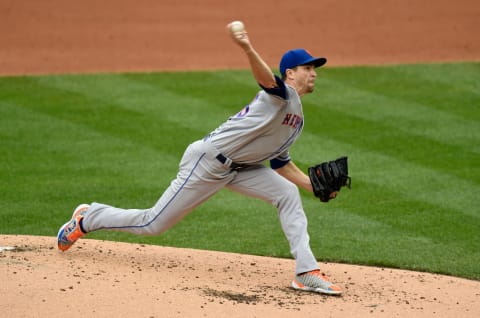 WASHINGTON, DC – SEPTEMBER 26: Jacob deGrom #48 of the New York Mets pitches against the Washington Nationals during game 1 of a double header at Nationals Park on September 26, 2020 in Washington, DC. (Photo by G Fiume/Getty Images)