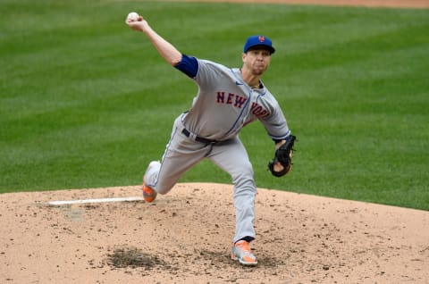 WASHINGTON, DC – SEPTEMBER 26: Jacob deGrom #48 of the New York Mets pitches against the Washington Nationals during game 1 of a double header at Nationals Park on September 26, 2020 in Washington, DC. (Photo by G Fiume/Getty Images)