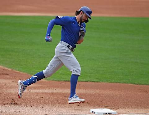 CHICAGO, ILLINOIS – SEPTEMBER 27: Kris Bryant #17 of the Chicago Cubs runs the bases after hitting a home run against the Chicago White Sox at Guaranteed Rate Field on September 27, 2020 in Chicago, Illinois. (Photo by Jonathan Daniel/Getty Images)