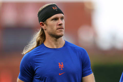 PHILADELPHIA, PA – AUGUST 06: Noah Syndergaard #34 of the New York Mets in action against the Philadelphia Phillies during a game at Citizens Bank Park on August 6, 2021 in Philadelphia, Pennsylvania. The Phillies defeated the Mets 4-2. (Photo by Rich Schultz/Getty Images)