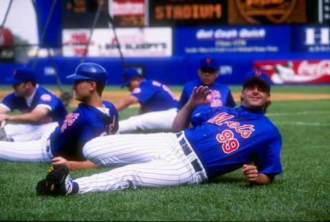 13 Sep 1997: Pitcher Turk Wendell of the New York Mets stretches prior to the Mets 9-6 victory over the Montreal Expos at Shea Stadium in Flushing, New York. Mandatory Credit: Ezra C. Shaw/Allsport