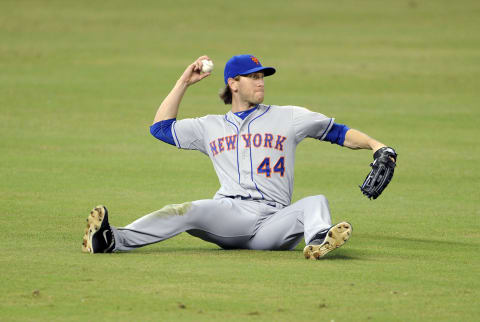 MIAMI, FL – SEPTEMBER 2: Jason Bay #44 of the New York Mets throws during a MLB game against the Miami Marlins at Marlins Park on September 2, 2012 in Miami, Florida. (Photo by Ronald C. Modra/Getty Images)