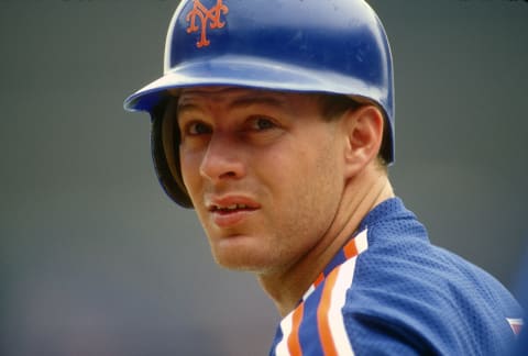 NEW YORK – CIRCA 1986: Lenny Dykstra #4 of the New York Mets looks on during batting practice prior to the start of a Major League Baseball game circa 1986 at Shea Stadium in the Queens borough of New York City. Dykstra played for the Mets in 195-89. (Photo by Focus on Sport/Getty Images)