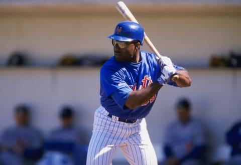 4 Mar 1998: Outfielder Brian McRae of the New York Mets in action during a spring training game against the Los Angeles Dodgers at the St. Lucie County Stadium in Port St. Lucie, Florida. The Dodgers defeated the Mets 7-6. Mandatory Credit: Stephen Dunn