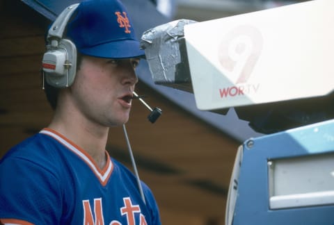 NEW YORK – CIRCA 1986: Roger McDowell #42 of the New York Mets works the tv cameras prior to the start of a Major League Baseball game circa 1986 at Shea Stadium in the Queens borough of New York City. McDowell played for the Mets from 1985-89. (Photo by Focus on Sport/Getty Images)