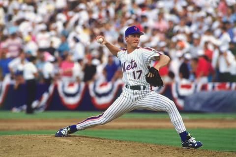 SAN DIEGO, CA – JULY 1992: David Cone #17 of the New York Mets pitching against the American League at Jack Murphy Stadium during the 1992 All-Star Game on July 14, l992 in San Diego, California. The American League defeated the National League 13-6. (Photo by Ronald C. Modra/Getty Images)