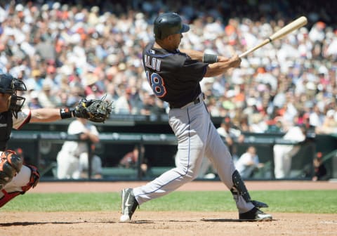 SAN FRANCISCO – MAY 09: Moises Alou #18 of the New York Mets swings at the pitch against the San Francisco Giants on May 9, 2007 at AT&T Park in San Francisco, California. The Mets defeated the Giants 5-3. (Photo by Jed Jacobsohn/Getty Images)