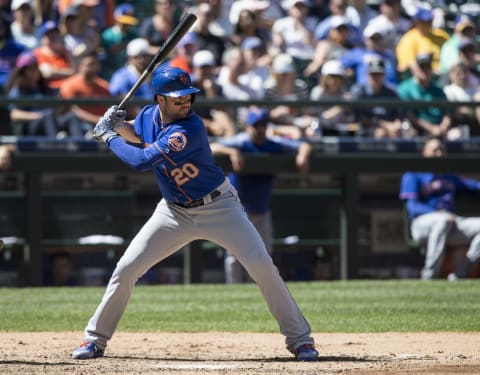 SEATTLE, WA – JULY 30: Neil Walker #20 of the New York Mets waits for a pitch during an at-bat in an interleague game against the Seattle Mariners at Safeco Field on July 30, 2017 in Seattle, Washington. The Mariners won the game 9-1. (Photo by Stephen Brashear/Getty Images)